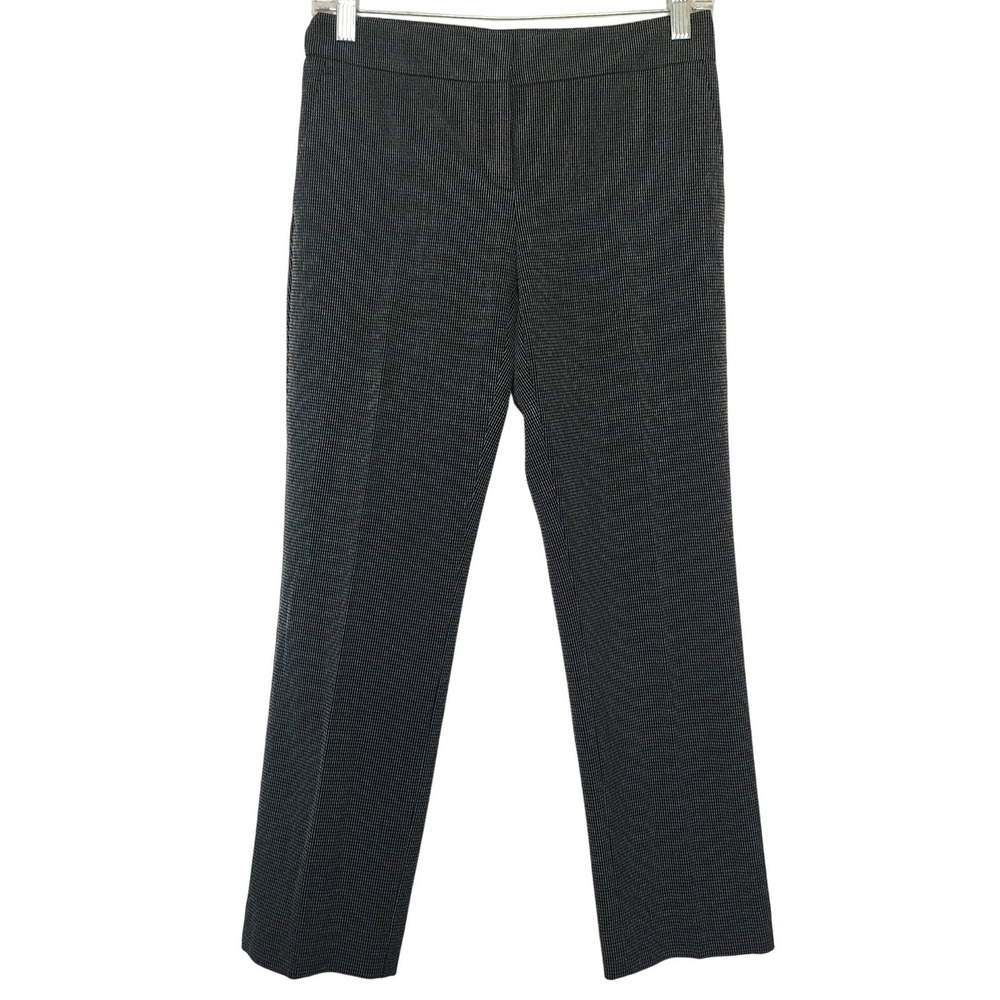 Ann Taylor Petite Black White Micro Textured Dress Pants 00P Straight Leg Office